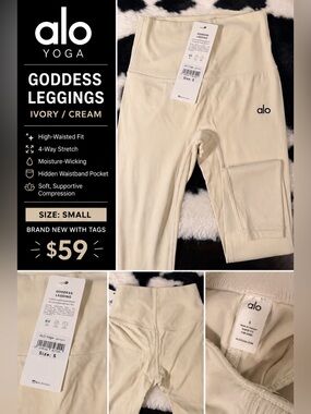 ALO Yoga Ivory/Cream Goddess Leggings